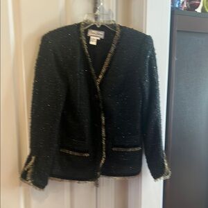 Chanel Black Tweed Blazer with Gold Trim